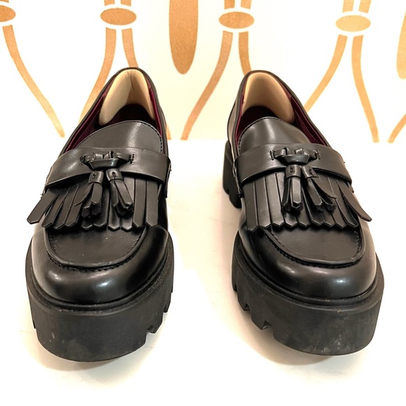 Franco Sarto Balin Black Chunky Loafers with Tassels - Picture 3 of 8